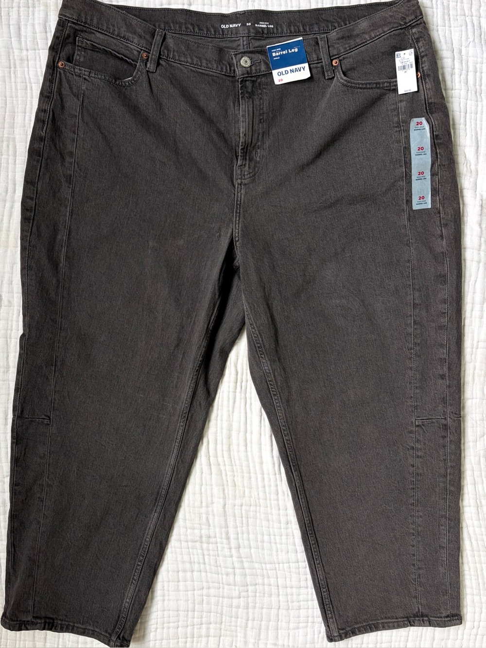 Old Navy High-Rise Barrel Leg Ankle Jeans Women’s 20 Gray Black NWT